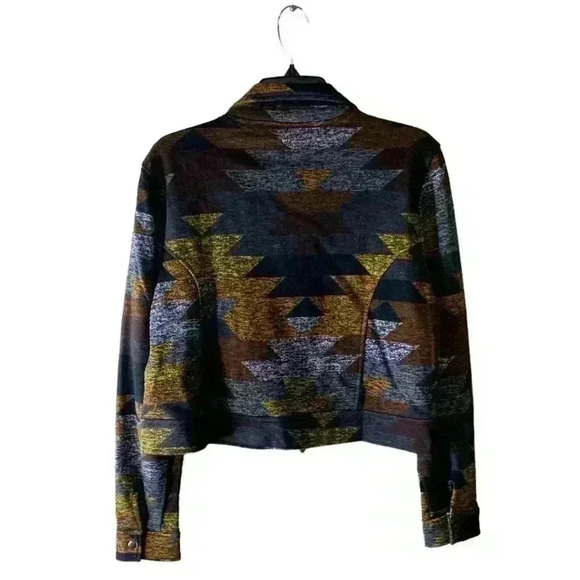 LuLaRoe Motorcycle Style Asymmetrical Aztec Print Jacket Zipper Pockets Size L - Picture 2 of 12